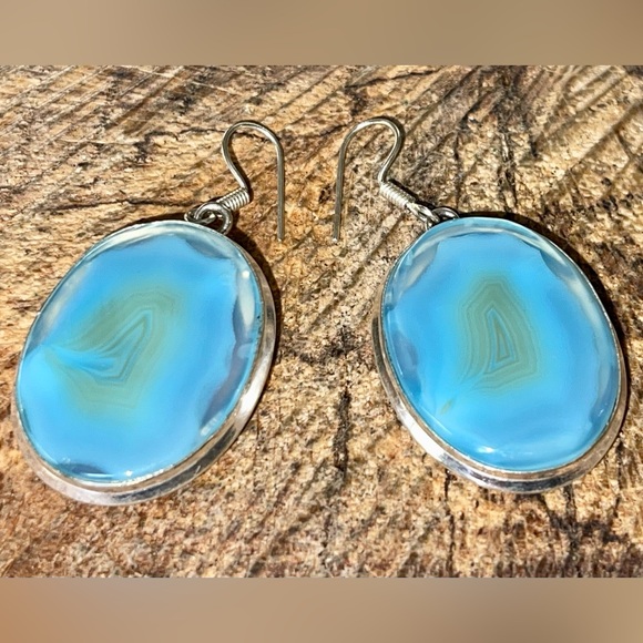 Polished Lace Agate Earrings 2” - Picture 7 of 10